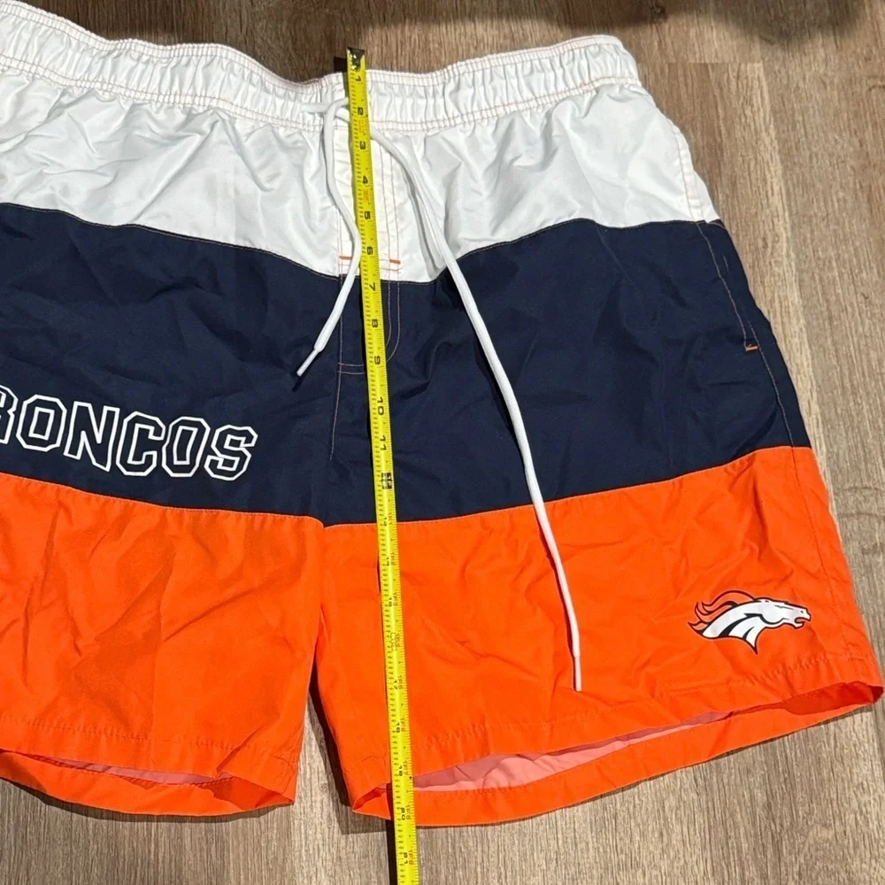 Broncos Men's Orange and Blue Swim Board Shorts